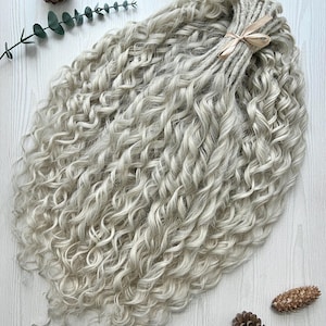 Ash blonde curly locks, Synthetic DE Dreadlock extensions waved curly, dreads full set, Volume wave curly, Festival & outfit hair