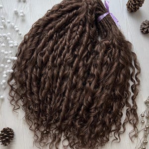 Natural Brown Curly Dreadlock Extensions: Synthetic Volume Wave Hair