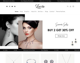 Zorelle - Shopify Theme for Jewelry Store: Minimalist Boho Design | Black Shopify Template| Editable Canva Templates | Shopify OS 2.0 Theme