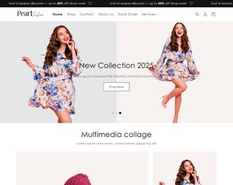 Pearl - Shopify Theme for Clothing store | Modern Black Design for Fashion Brands | Editable Canva Templates | Shopify OS 2.0 Theme