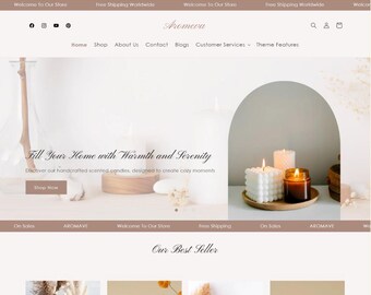 Aromave - Shopify Theme for Candle & Home Decor Boutique | Editable Canva Templates | Shopify OS 2.0 Theme | Premium Shopify Theme
