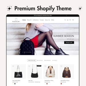 Blackline - Premium Shopify Theme für Bag Store - Schwarzes Shopify Theme - Premium Mehrzweck Shopify Theme - Minimalistisches, modernes Theme