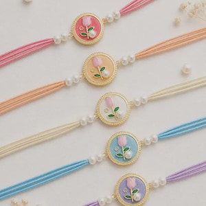 Set of 2 Handmade Assorted Rakhi with Pearl Dori – Indian Traditional Rakhi for Brother – Floral Moti Designer Rakhi – Raksha Bandhan Gift