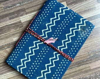 Handmade Notebook, Indian Block Print Fabric, Recycled Paper Journal, Dabbu Print, Floral Print, 5X7 Inches