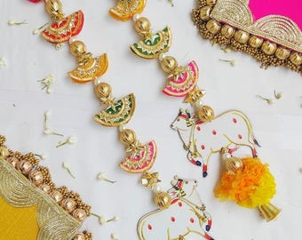 Diwali Decoration Gota Side Hanging - Set of 2, Indian wall decor, wall hanging for backdrop, Diwali Gifts, pooja decor, Housewarming Gift