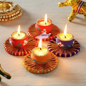 Designer Tealight Candle Set: Handmade Diwali, Wedding, Pooja Decor
