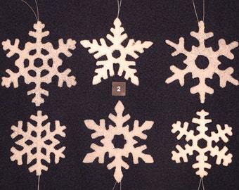 Handmade 'Snowy' Glass Snowflakes (set of 6)