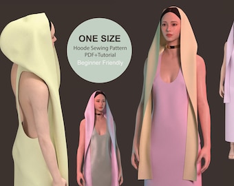 Hooded Scarf Sewing Pattern PDF – Versatile DIY Cowl with 5 Wearing Styles
