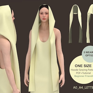 hooded scarf pattern PDF,  DIY Scarf Hood Headwear (Digital Download)