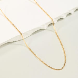14K Gold Plated Curb Chain Necklace: Dainty Sterling Silver Vine Necklace