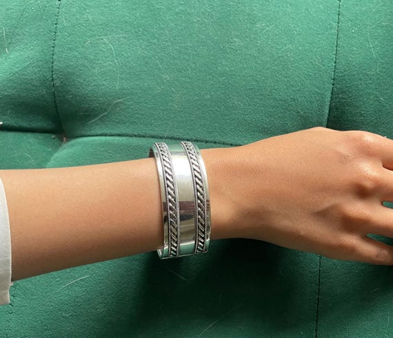Victorian Solid Sliver Cuff Bracelet/Bangle - Stu… - image 2