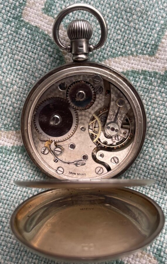 1920s Swiss Antique Men's Pocket Watch in solid s… - image 8