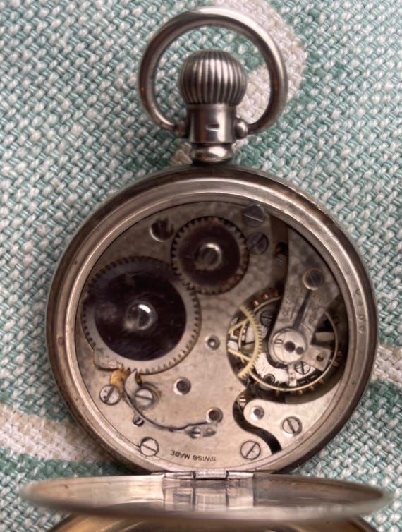 1920s Swiss Antique Men's Pocket Watch in solid s… - image 9