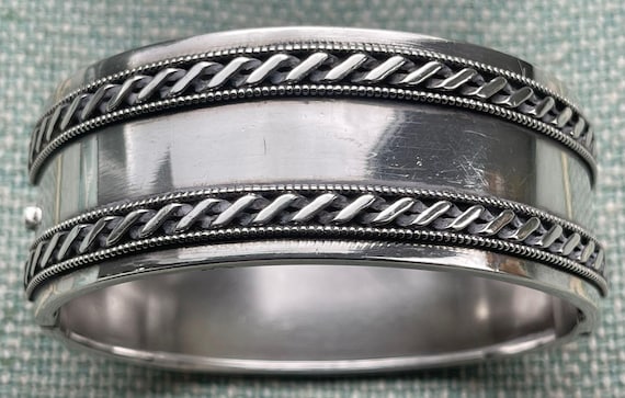 Victorian Solid Sliver Cuff Bracelet/Bangle - Stu… - image 1