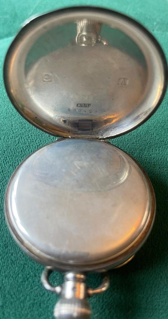 1920s Swiss Antique Men's Pocket Watch in solid s… - image 5