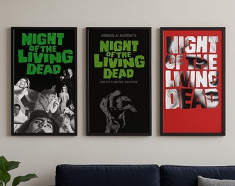 Ensemble d'affiches La Nuit des morts-vivants | oeuvre d'art horrifique vintage (téléchargement numérique)