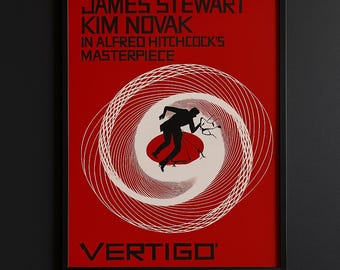 Vertigo Movie Poster: Alfred Hitchcock Film, Retro Wall Art (Digital Download)