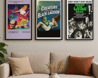 Lot d'affiches de films d'horreur : oeuvres d'art classiques (téléchargement numérique)