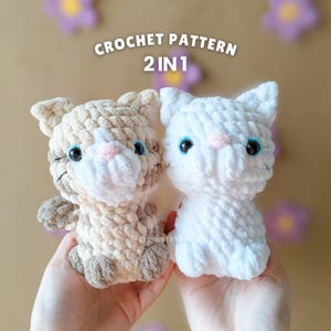 No Sew Crochet Cat Amigurumi Pattern: Tabby & White Kitty (PDF Pattern)