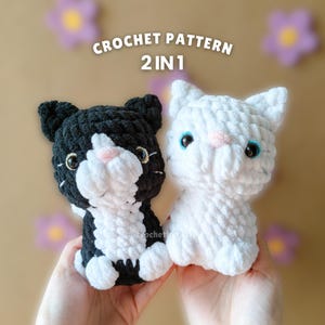 Cat Crochet Pattern, No Sew Amigurumi Cat, 2 in 1 PDF Pattern, Tuxedo Cat, Beginner Friendly