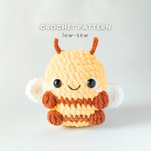 Bumblebee Crochet Pattern: Low Sew Amigurumi Bee (PDF Pattern) Beginner Friendly