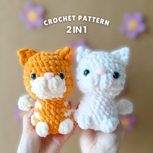 No Sew Crochet Cat Amigurumi Pattern: Ginger & White (PDF Pattern)