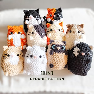 No Sew Cat Amigurumi Crochet Pattern: 10-in-1 Beginner Friendly (PDF Pattern)