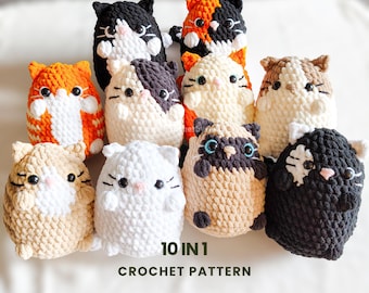 No Sew Cat Amigurumi Crochet Pattern: 10-in-1 Beginner Friendly (PDF Pattern)