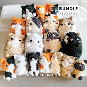 No Sew Crochet Cat Amigurumi Pattern Bundle: 18 Easy Designs (PDF Pattern)