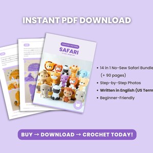 14 in 1 - Safari Häkelanleitung - Amigurumi ohne sew (PDF) Bild 2
