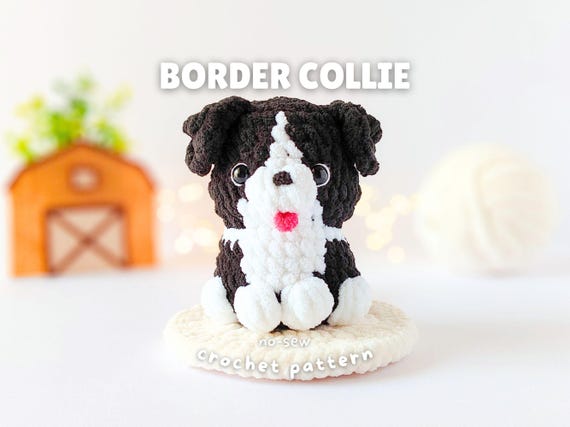 No-Sew Border Collie Dog Crochet Pattern – Puppy Amigurumi (PDF)