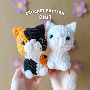 No Sew Crochet Cat Amigurumi Pattern: Calico & White Kitty (PDF Pattern)