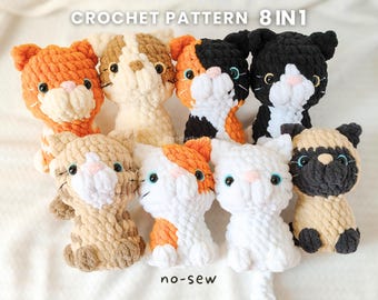No Sew Cat Amigurumi Crochet Pattern: Beginner Friendly (8 in 1 PDF Pattern)