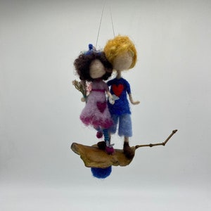 Little mobile Needle felted children flying on a pod Waldorf inspired Home decor