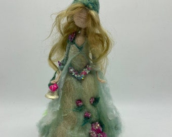 Art doll Needle felted Flower fairy with butterflies