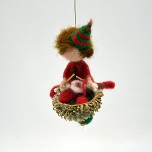 Christmas Winter Ornament, Needle felted Waldorf inspired, Home decor
