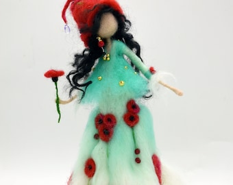 Whimsical Blue Fairy Needle Felted Doll