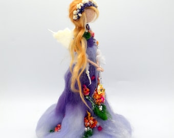 Art doll Needle felted Flower fairy with butterflies