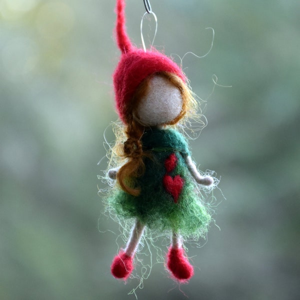 Christmas  ornament Christmas tree, Needle felted  Waldorf inspired doll, Romantic gift