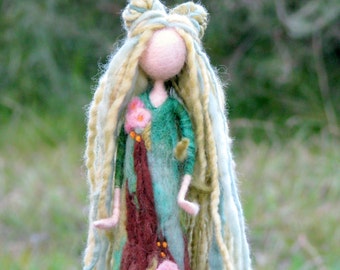 Needle felted fairy Art doll Fantasy doll Fairy Waldorf inspired doll Woolen Tree guardian doll Home decor