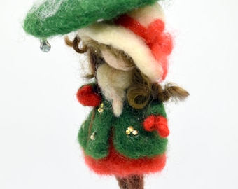 Christmas doll felted ornament  Waldorf inspired tree decoration