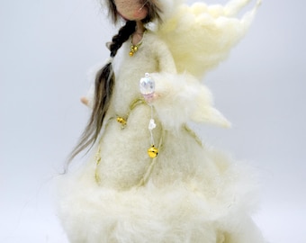 Needle Felted Christmas Tree Topper - Angel with Bird