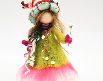 Needle-Felted Christmas Fairy – Handmade Wool Holiday Decor