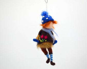 Forest sprite needle felted ornament