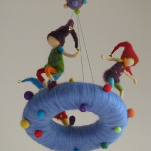 Naughty pixie's needle felted waldorf inspired children mobile