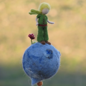 Waldorf inspired Prince needle felted Little boy mobile image 1