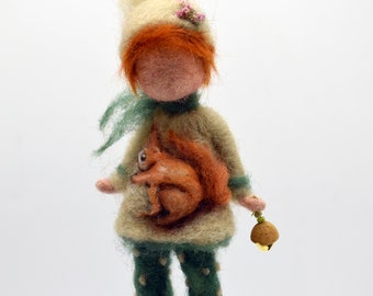 Needle felted gnome ornament