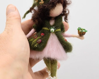 Needle Felted Ornament – Forest Fairy with Acorn