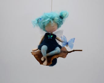 Needle felted Butterfly fairy ornament