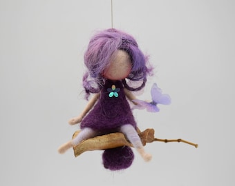 Needle felted Butterfly fairy ornament
